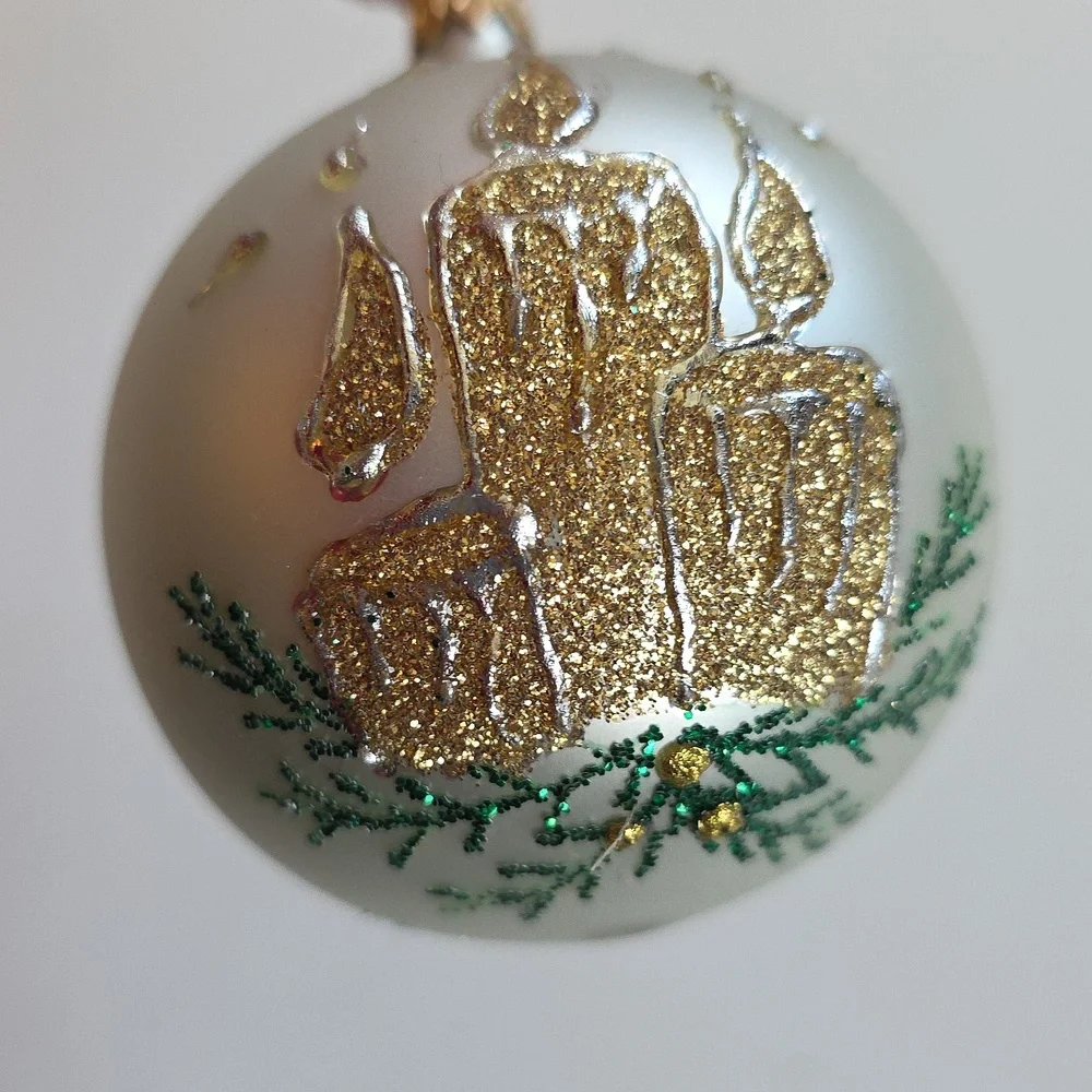 Christmas Ornament - Elegant Gold and Green Holiday Ornament Set Of 4